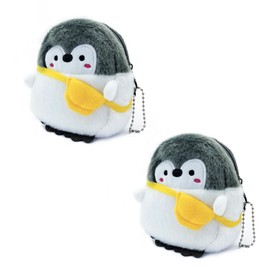 WisePoint Penguin-Shaped Coin Purse, 2PCS Plush Coin Pouch Coin Holder for Women, Cute Change Purse with Keychain and Zipper for Shopping, Traveling, Dating, Walking (Yellow)