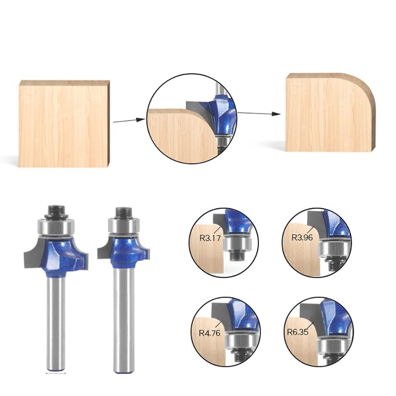 CSOOM Pro 4 Pcs Round Bit Square Face Router Bit