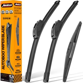 AUTOBOO 28"+12" Windshield Wipers with 12" Rear Wiper Blade Sets Replacement for Nissan Versa Note 2014-2019 -Original Factory Quality (Pack of 3)