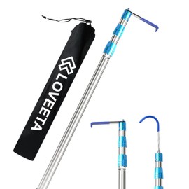 LOVEETA® 6.3 Ft Cargo Grabber Reach Retriever Tool - 2.0 New Upgraded Extendable Pickup Truck Bed Accessories, Multi-Use Truck Bed Reach Tool (Titanium Silver) - 2 Hooks