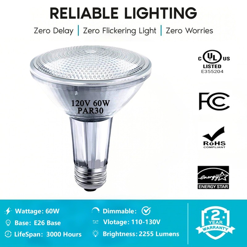 MISDOOD PAR30 Long Neck Halogen Bulbs, 120V 60W PAR30 Flood