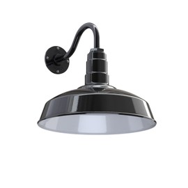 Steel Lighting Co. Gardena Barn Light | Outdoor Wall Mounted | 16" Dome | 11" Gooseneck | Farmhouse Light Made in America | Black Exterior/White Interior