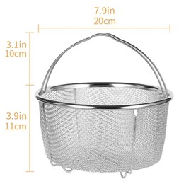 HAOHIZE Mesh Steaming Basket, Steamer Basket for Instant Pot Accessories Stainless Steel with Comfortable Folding Handles Heat Resistant Steaming Basket for Cooking Kitchen 7.9x8.3in (20CM/7.9in)