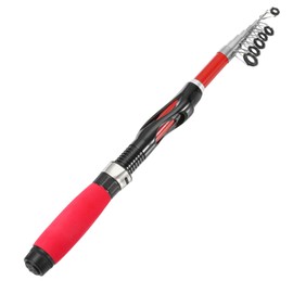PATIKIL Telescopic Fishing Rod, 1.5 m, Fiberglass Portable Mini Fishing Rod, Foldable Fishing Equipment for Travel, Saltwater, Freshwater, Black & Red