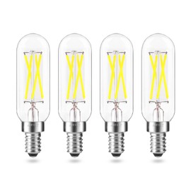 AIELIT Dimmable T8/T25 LED Light Bulbs 40 Watt Equivalent, Cool White 6000K, 400 Lumens, 4W T6 Tubular E12 LED Bulb, Clear Glass, Small Chandelier Base, Candelabra Filament Bulb for Decor, 4-Pack