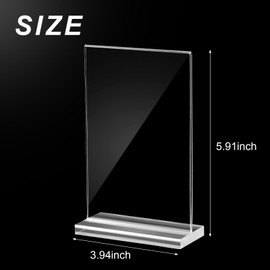 Tuanse 20 Pcs 4 x 6 Inch Acrylic Sign Holder Clear Slanted Sign Holder Table Menu Display Stand Double Sided Picture Flyer Holder for Office Store Restaurant Hotels