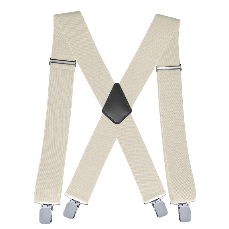 Men’s Heavy-Duty 2-Inch X-Back Suspenders with Adjustable Elastic Straps and