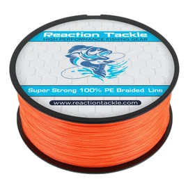Reaction Tackle Braided Fishing Line Hi Vis Orange 80LB 150yd
