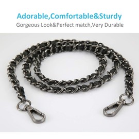 UTreers Purse Chain Strap Crossbody Bag Chains Strap Handbag Chain Replacement Leather Chain Straps 47.2"