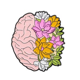 Brain Blooming Flowers Coronal Enamel Brooch Pin for Medical Student Doctor Psychology Neurology