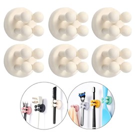 Defrko Silicone Toothbrush Holders - 6 Pcs Razor Hooks Adhesive Wall Mounted for Hanging Towel Key Plug Cable, Utility Decor Stick to Dorm Room Essentials Function for Kitchen Bathroom Home Office