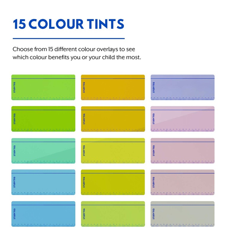 Studyteq 15 x Professional Dyslexia Coloured Reading Overlays And Rulers