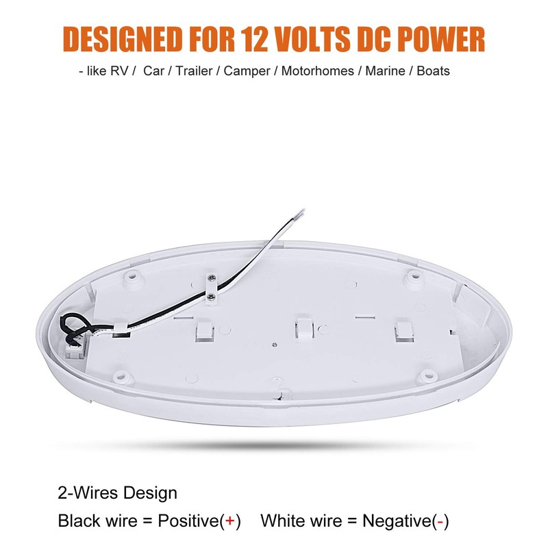 Facon 12V LED RV Dome Light, Length: 9-1/4'', DDS01-608-CW, Large