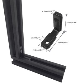 20set Black 2020 Series L-Shape Interior Inside Corner Connector Joint Bracket with Screws for 20x20 Series Aluminum Extrusion Profile Slot 6mm