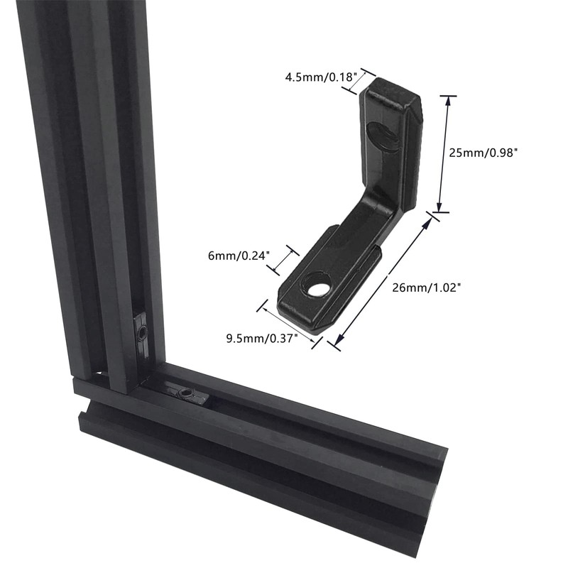 20set Black 2020 Series L-Shape Interior Inside Corner Connector Joint