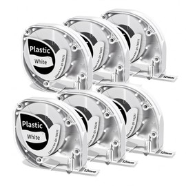 Compatible with Dymo Letra Tag Label Maker Refills 12mm x 4m (1/2" x 13'), Plastic White Label Maker Tape Replace for 91331 for LT-100T LT-100H Plus 200B XR, 6-Pack Replace for Dymo LetraTag Refill