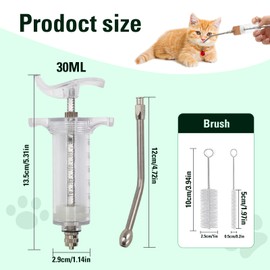 30ml Plastic Steel Feeding Syringe Kit With Nozzle, Adjustable Reusable Dispenser, Livestock Syringe Suitable For Cows, Goats, Sheep, Pigs, Horses, Dogs, Cats, And Small Pets (30ml 2pcs)