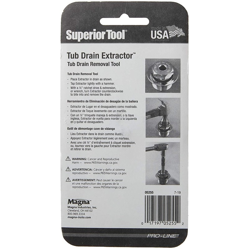 Superior Tool 05255 1.5" Tub Drain Extractor-Removes One and a