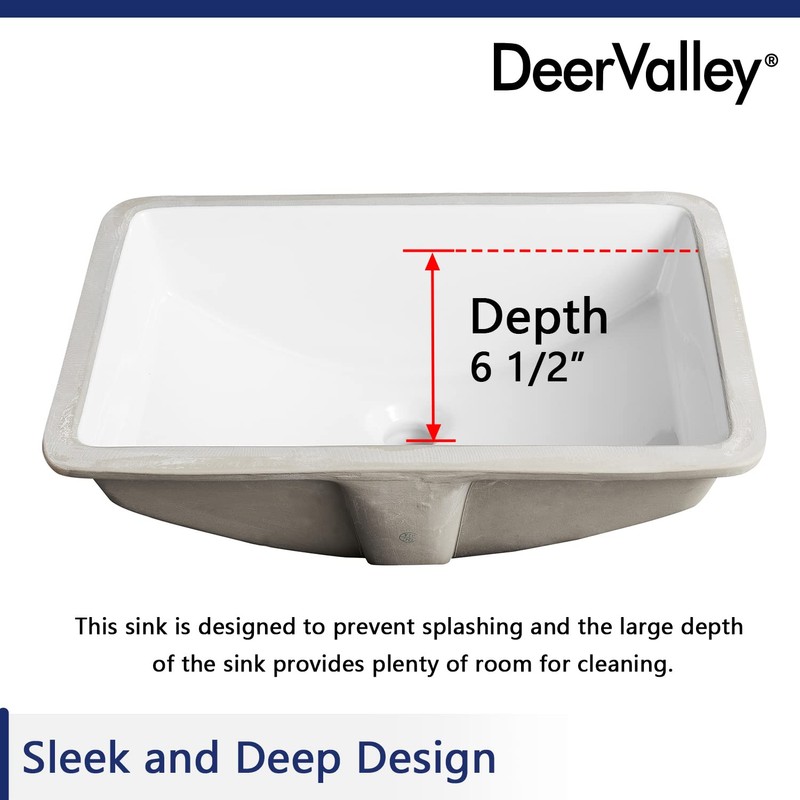 DeerValley DV-1U101 Ally Undermount Bathroom Sink Rectangular, 21'' x 15''