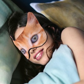 NOLITOY Cat Eye Blindfold Cartoon Cat Eye Mask Sleeping Eye Cover 3d Animals Travel Blindfold Cloth Eye Protection Mask for Children and Adults Supplies