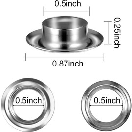 100 Grommet Tool Kits, 0.5inch Metal Grommet Eyelets with 3 Installation Tools for Fabric, Canvas, Curtains, Clothing and Leather