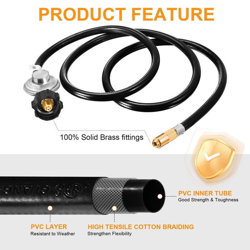 GasSaf 6FT Propane Regulator Hose with Adapter for Blackstone 17/22-inch