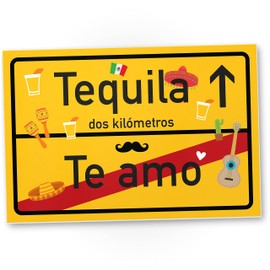 DankeDir! Te amo Tequila Ortsschild Schild kleines Geschenk für sie - süße Deko Wanddeko Türschild Frauen Wohnung Zimmer Geschenkidee Geburtstagsgeschenk beste Freundin Party Deko