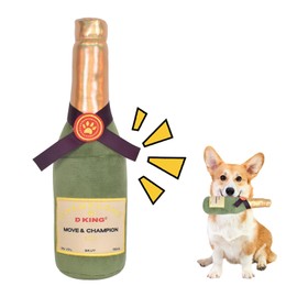 Squeaky Dog Toy, Dog Plush Chew Toy, Stuffed Dog Toy Soft Champagne Bottle 31 cm, Interactive Toy for Large, Medium and Small Dogs