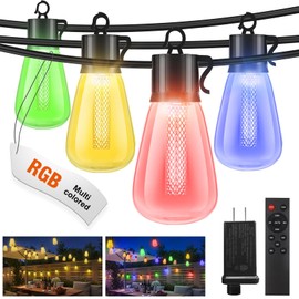 litogo 120FT Color Changing Outdoor String Lights with Remote - Dimmable LED RGB Patio Lights for Outside with Shatterproof Waterproof Edison Bulbs for Yard Gazebo Party Wedding Holiday