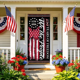 250th Anniversary Decorations Door Cover - We the People Patriotic 4th of July Banner Black, 250 Years of Freedom Independence Day Decor for Indoor Outdoor 35.4 x 72.8 Inch