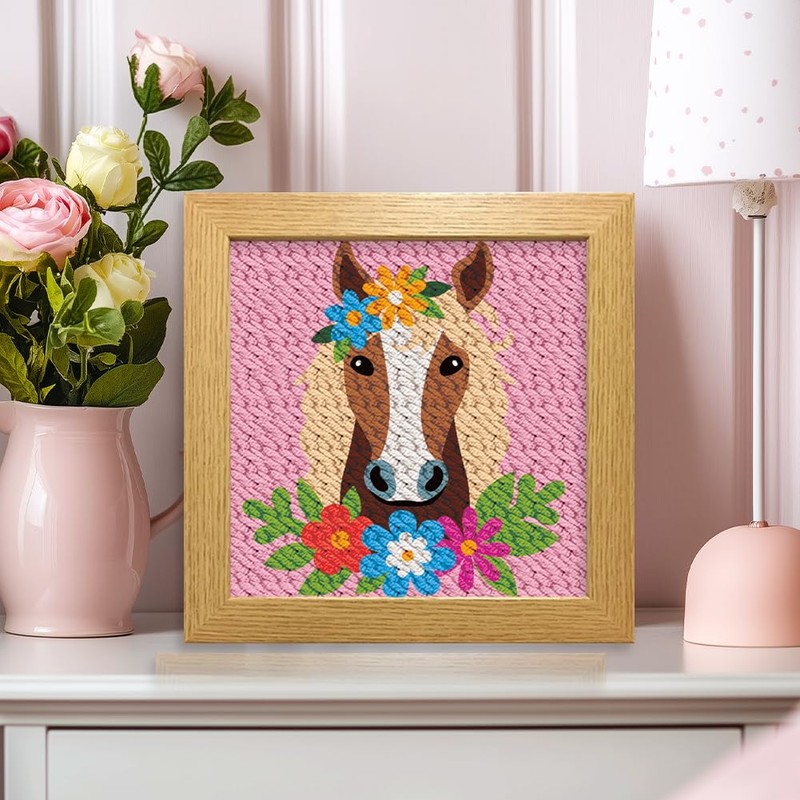 ACRNIGHEET 2Pcs Horse Punch Needle Kits for Adults Beginners, Include