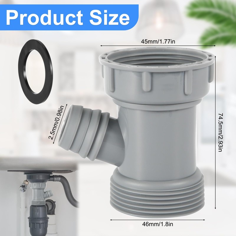 Kitchen Sink Drain Pipe Adapter, Versatile Y-Shaped Flexible Pipe Connector