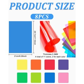 JEXOWIQ 8 x 8 Colours Headlight Colour Film Gel Colour Correction Film Colour Filter Film Heat Resistant Colour Film 29.7 x 21 cm for Photo Studio Strobe Flash LED Light Lamp