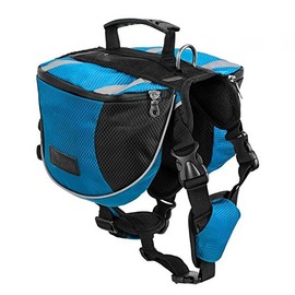 Lifeunion Polyester Dog Saddlebags Pack Hound Travel Camping Hiking Backpack Saddle Bag for Small Medium Large Dogs (Blue,L)