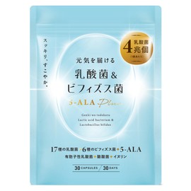 元気を届ける乳酸菌＆ビフィズス菌 17種類 乳酸菌 6種類 ビフィズス菌 ４兆個の菌 酪酸菌 5-ALA イヌリン ナットウキナーゼ オリゴ糖 30日分 (２袋)