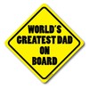 Magnet Me Up World's Greatest Dad on Board Magnet Decal, 5x5 Inches, Heavy Duty Automotive Magnet for Car Truck SUV, Lockers, Fridge, Any Magnetic Surface, Inspirational Saying,Crafted in USA