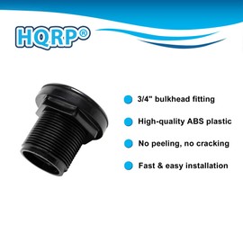 HQRP 2-Pack 3/4" ABS Bulkhead Fitting Double Threaded Water Tank Connector for Rain Barrels, Aquariums, Water Tanks, Tubs, Pools