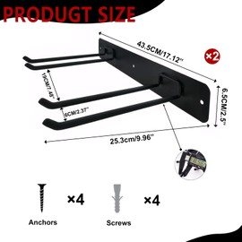 Garage Tool Organizer Wall Mount, 2Pack Folding Chair Storage Rack, Heavy Duty Garden Tool Holder for Hanging Shovel Rake Broom Ladder