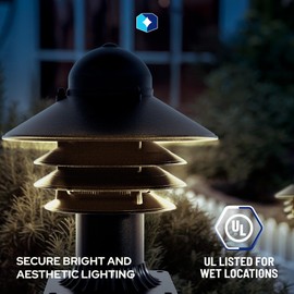 KastLite Black Nautical Post Walkway Lamp with Pier Mounting Base | 10" High Outdoor Coastal Fixture | Fits 3" Posts | UL Listed Dock Light | Includes Mounting Hardware