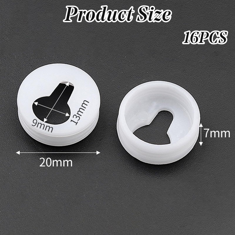 16 Pieces Round Type Keyhole Shelf Brackets Hangers, Screws Plastic