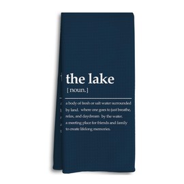 Dwept Lake Accessories Kitchen Towels, Lake House Gifts, Navy Blue Kitchen Dish Towels, The Lake House Bathroom Towels, Lake House Decor for The Home, Lake Themed Gifts (Dark Blue)