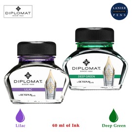 Diplomat Octopus 60ml Ink, Deep Green, Lilac Ink (D41001013, D41001017) Fountain Pen Ink (30ml Each Ink Bottle, 2 Pack)