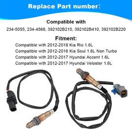 JDMON 2PCS O2 Oxygen Sensor Replacement for 2012-2018 Kia Rio, Soul, Hyundai Accent, Veloster 1.6L Compatible with 234-5055, 234-4568, 392102B210, 392102B410