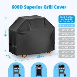 HomWanna BBQ Cover 48 Inch - Superior Grill Cover for Weber Spirit 2 Gas Grill - 600D Outdoor Barbecue Cover Heavy Duty Waterproof for Weber Spirit II E210, Spirit E215 and Spirit 200 Series