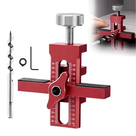 Cabinet Door Installation Positioner, Mounting Jig for Positioning Cabinet Doors, Easily Adjustable Aluminium Alloy Versatile Cabinet Door Installing Tool for Most Cabinet Doors(Red, With Accessories)