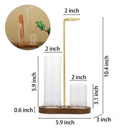 2 in 1 Incense Holder for Sticks, Anti-Ash Flying Incense Burne with Glass Ash Catcher and Incense Sticks Organizer for Meditation Yoga Spa Home Decor (Dark Base)