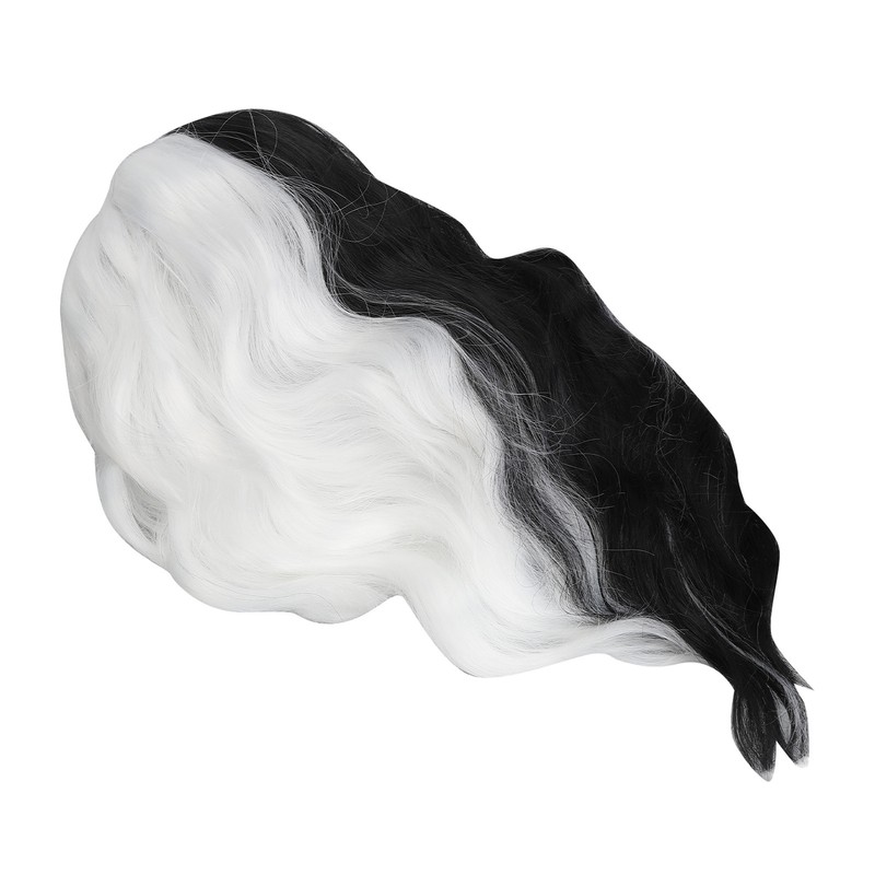 Black and White Short Wavy Wig Women Cosplay Party Shoulder