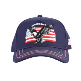 Freedom - Independence 2025 Hat Adjustable Baseball Navy Blue USA Flag with Eagle Embroidery Adjustable Baseball Trucker Hat Snapback Hat, Baseball Cap for Men Women