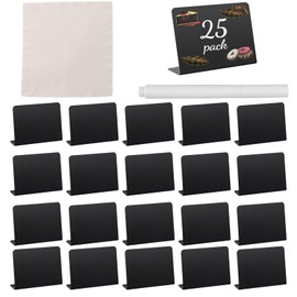 20Pcs Food Labels for Buffet, Mini Chalkboard Signs, 10 x 7.5 cm Food Labels for Buffet, with Marker & Cloth, Reusable Mini Chalk Boards for Weddings, Cafes & Parties