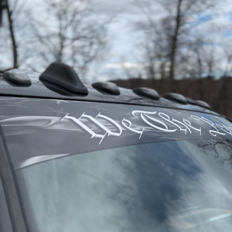 Solid Printed "We The People" Blackout Graphic Windshield Banner Visor
